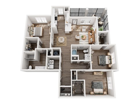 Floor plan for 3 beds, 2 baths, 1538 sqft